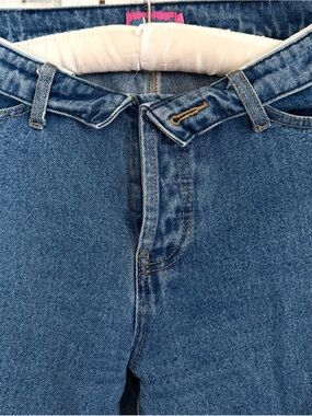 Edikted Medium Blue Ripped Jeans Button Down Top Fold SZ S
